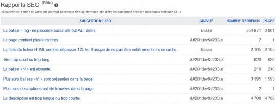 Rapport SEO